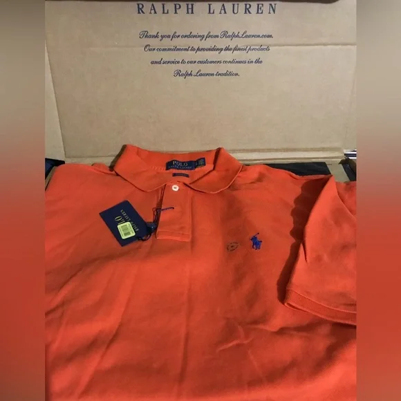 Polo Ralph Lauren Orange Classic Fit Polo Shirt Size XL - Picture 2 of 5